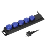 Heavy - duty, splash - proof extension sockets, 3m, Schuko with rubber cord, 5 sockets 2 poles + E,