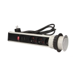 Opklapbare bureaustopcontact Ø 6cm met Usb - opladers en 1,8m kabel 3 x 2stopcontact 16A 3680W IP20