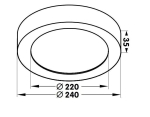 Plafonnier Led Moon - diamètre 240mm - plexiglas opale - 3000K - 1800lm