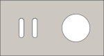 Double cover plate, horizontal 71 mm centre distance, for a double switching function and a socket f