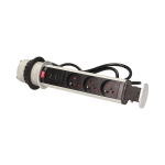 Opklapbare bureaustopcontact Ø 6cm met Usb - opladers en 1,8m kabel 3 x 2stopcontact 16A 3680W IP20