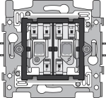 Sokkel voor een tweevoudige schakelaar: wisselschakelaar en N.O. drukknop, klauwbevestiging, te gebr