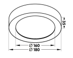 Plafonier led Moon - diamètre 180mm - plexiglas opale - 3000K - 1300lm