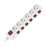 Multiswitch powerstrip with independent on / off switches for 6 sockets, cable 3 x 1mm², 1.5m long