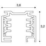 Eutrac 3 - fase rail, Zwart, 2m