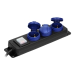 Heavy - duty, splash - proof extension sockets, 3m, Schuko with central switch and rubber cord, 3 so