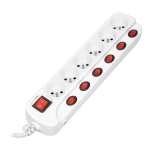 Multiswitch powerstrip with independent on / off switches for 6 sockets, cable 3 x 1mm², 1.5m long