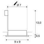 Dolix Gu10 square, inbouwspot, vierkant, Zilvergrijs, maximum 35W