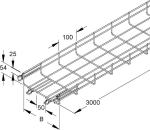 Draadgoot ineenklikbaar, hoogte = 54mm, breedte = 100mm, lengte = 3m, hot-dip