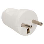 Straight male plug 2 poles + T White IP20