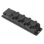 Heavy duty verlengstekkerdoos, rubber IP44, 4 stopcontacten, vlamvertragende behuizing, zeer laag 5c