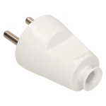 Straight male plug 2 poles + T White IP20